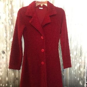 Lightweigth Womens Fashion Trenchcoat Red Fuzzy
